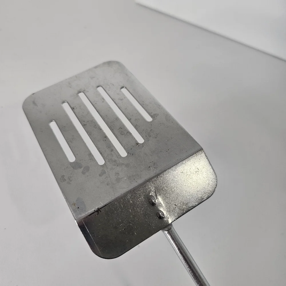 Long‎ Metal Spatula Stainless Steel Round Wood Handle 16-18 Inch